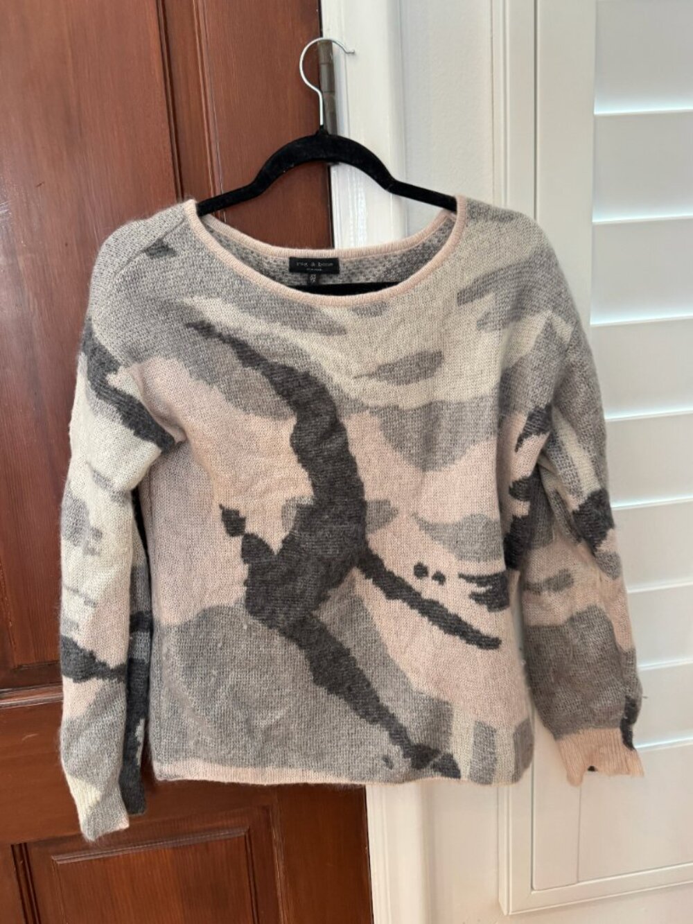 Rag & Bone Pink Camo print Cashmere Sweater.